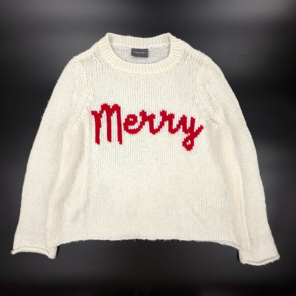 NEW Wooden Ships Wool Mohair Red Ginger Merry Chunky Crew Sweater Christmas Knit - Picture 1 of 8